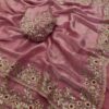Baby Pink Tissue Silk Gold Sequins Embroidery Saree (SC35327)