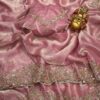 Light Pink Gold Cutdana Beads, Sequins Embroidered Partywear Saree (SC55525)