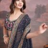 Black Bandhani Design Embroidered Saree with Heavy Embroidered Blouse Piece (SC53552)