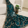 Emerald Green Gold Beads, Sequins Embroidered Partywear Saree (SC11236)