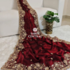 Maroon Gold Cutdana Beads, Sequins Embroidered Partywear Saree (SC55518)
