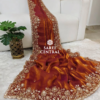 Rust Orange Gold Cutdana Beads, Sequins Embroidered Partywear Saree (SC55516)