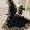 Black Gold Cutdana Beads, Sequins Embroidered Partywear Saree (SC55517)