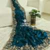 Peacock Blue Gold Cutdana Beads, Sequins Embroidered Partywear Saree (SC55519)