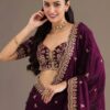 Magenta Wine Zariwork & Sequins Embroidery Tissue Saree (SC35233)