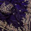 Purple Tissue Silk Gold Sequins Embroidery Saree (SC35328)