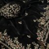Black Tissue Silk Gold Sequins Embroidery Saree (SC35322)