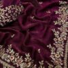 Magenta Wine Tissue Silk Gold Sequins Embroidery Saree (SC35323)