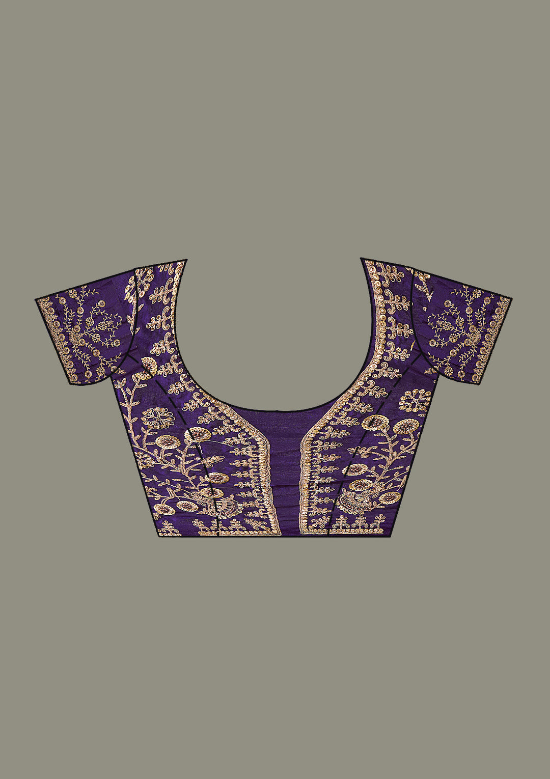 Purple Zariwork & Sequins Embroidery Tissue Saree (SC35231) - Image 9