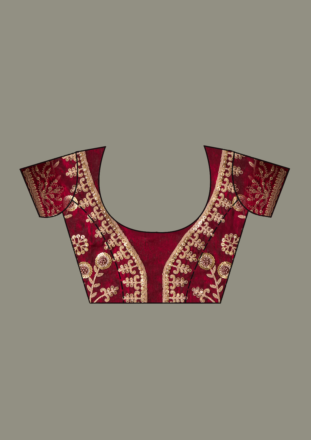 Maroon Zariwork & Sequins Embroidery Tissue Saree (SC35230) - Image 9
