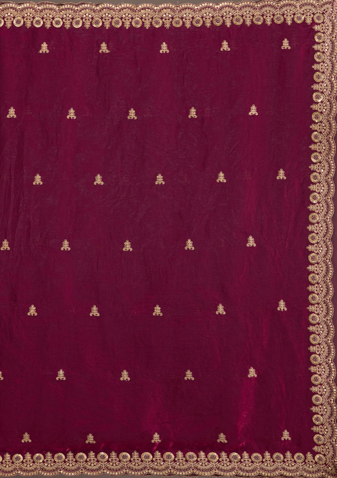 Maroon Zariwork & Sequins Embroidery Tissue Saree (SC35230) - Image 8