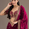 Maroon Zariwork & Sequins Embroidery Tissue Saree (SC35230)