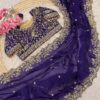 Purple Gold Zari & Sequins Embroidery Satin Silk Saree (SC33023)