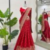 Red Premium Handloom Coding & Sequins Lacework Embroidery Banarasi Silk Saree (SC10101)