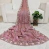 Pink Shimmer metallic satin silk saree with beads, cutdana, Brits and sequins hand work (SC991015)