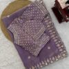 Onion Designer Fandy Satin Silk Saree with Beads, Cutdana, Sequins & Thread Embroidery Work with Heavy Work on Blouse (SC15121)