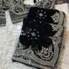 Black Net Saree With Heavy Hand Embroidered Jarkan, Sequins Work (SC55113)