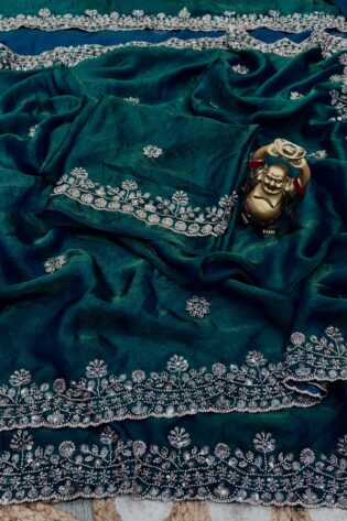 Morpitch Cutdana Beads & Sequins Embroidered Partywear Saree (SC85511)