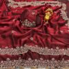 Maroon Cutdana Beads & Sequins Embroidered Partywear Saree (SC85514)
