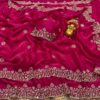 Rani Pink Cutdana Beads & Sequins Embroidered Partywear Saree (SC85515)