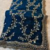 Luxury Blue Fandy Satin Silk Saree with Gold Beads, Cutdana, Sequins Embroidery Work (SC99115)