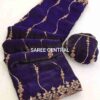 Purple Satin Silk Saree with Gold Beads, Cutdana, Sequins Embroidery Work (SC88111)