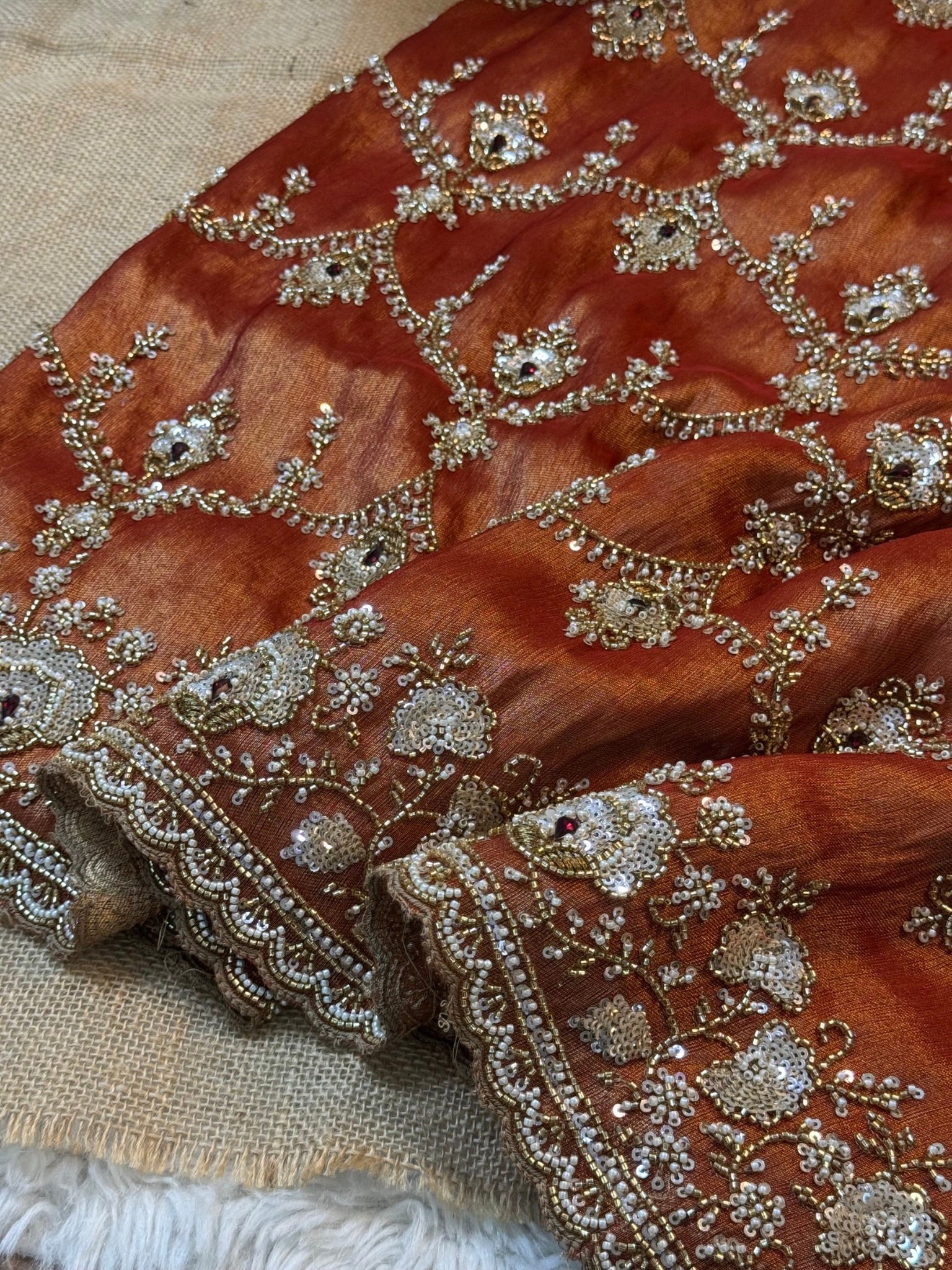 Luxury Silk Saree with Zari, Sequins, Cutdana, Beads, Embroidery Work Saree (SC44112) - Image 2