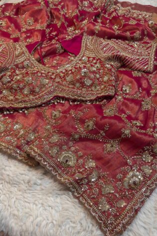 Luxury Silk Saree with Zari, Sequins, Cutdana, Beads, Embroidery Work Saree (SC44111)