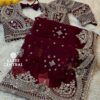 Maroon Net Saree With Heavy Hand Embroidered Jarkan, Sequins Work (SC55114)