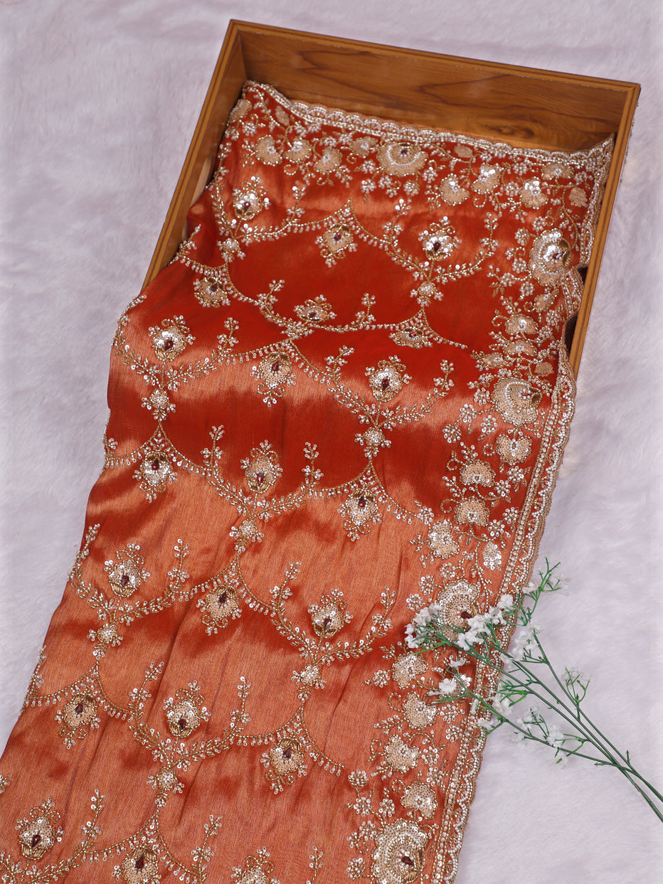 Ultra Luxury Silk Saree with Pearl, Zari, Sequins, Cutdana, Beads, Embroidery Work Saree with Readymade Blouse (SC44112) - Image 10