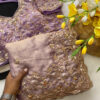Lavender Fandy Satin Silk Saree with Gold Beads Cutdana and Sequins work with Heavy Work Readymade Blouse (SC44555)