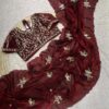 Maroon fandy satin silk saree with beads cutdana and sequins work with Heavy Work Readymade Blouse (SC11554)