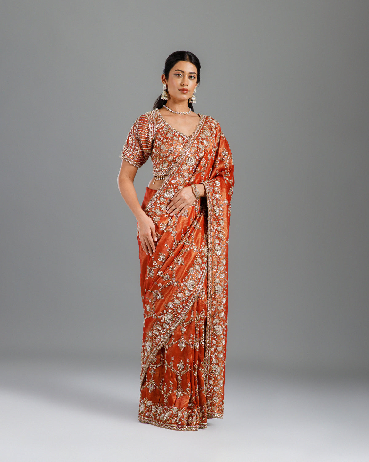 Ultra Luxury Silk Saree with Pearl, Zari, Sequins, Cutdana, Beads, Embroidery Work Saree with Readymade Blouse (SC44112) - Image 2