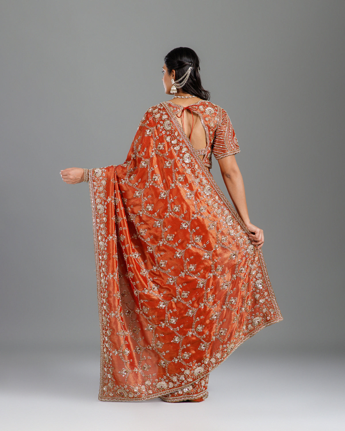 Ultra Luxury Silk Saree with Pearl, Zari, Sequins, Cutdana, Beads, Embroidery Work Saree with Readymade Blouse (SC44112) - Image 3