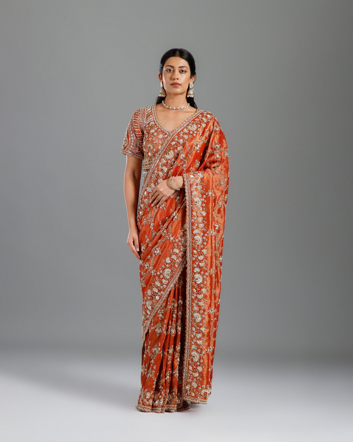 Ultra Luxury Silk Saree with Pearl, Zari, Sequins, Cutdana, Beads, Embroidery Work Saree with Readymade Blouse (SC44112) - Image 4