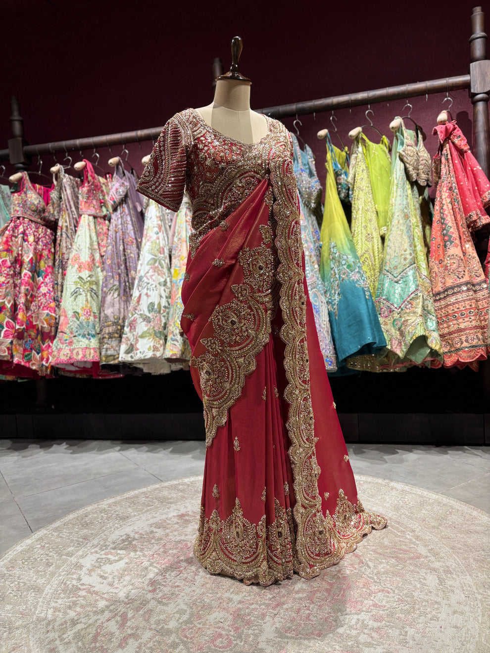 Ultra Luxury Silk Saree with Pearl, Zari, Sequins, Cutdana, Beads, Diamond Embroidery Work Saree with Readymade Blouse (SC42111) - Image 2