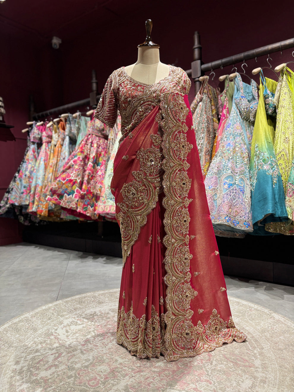 Ultra Luxury Silk Saree with Pearl, Zari, Sequins, Cutdana, Beads, Diamond Embroidery Work Saree with Readymade Blouse (SC42111) - Image 3