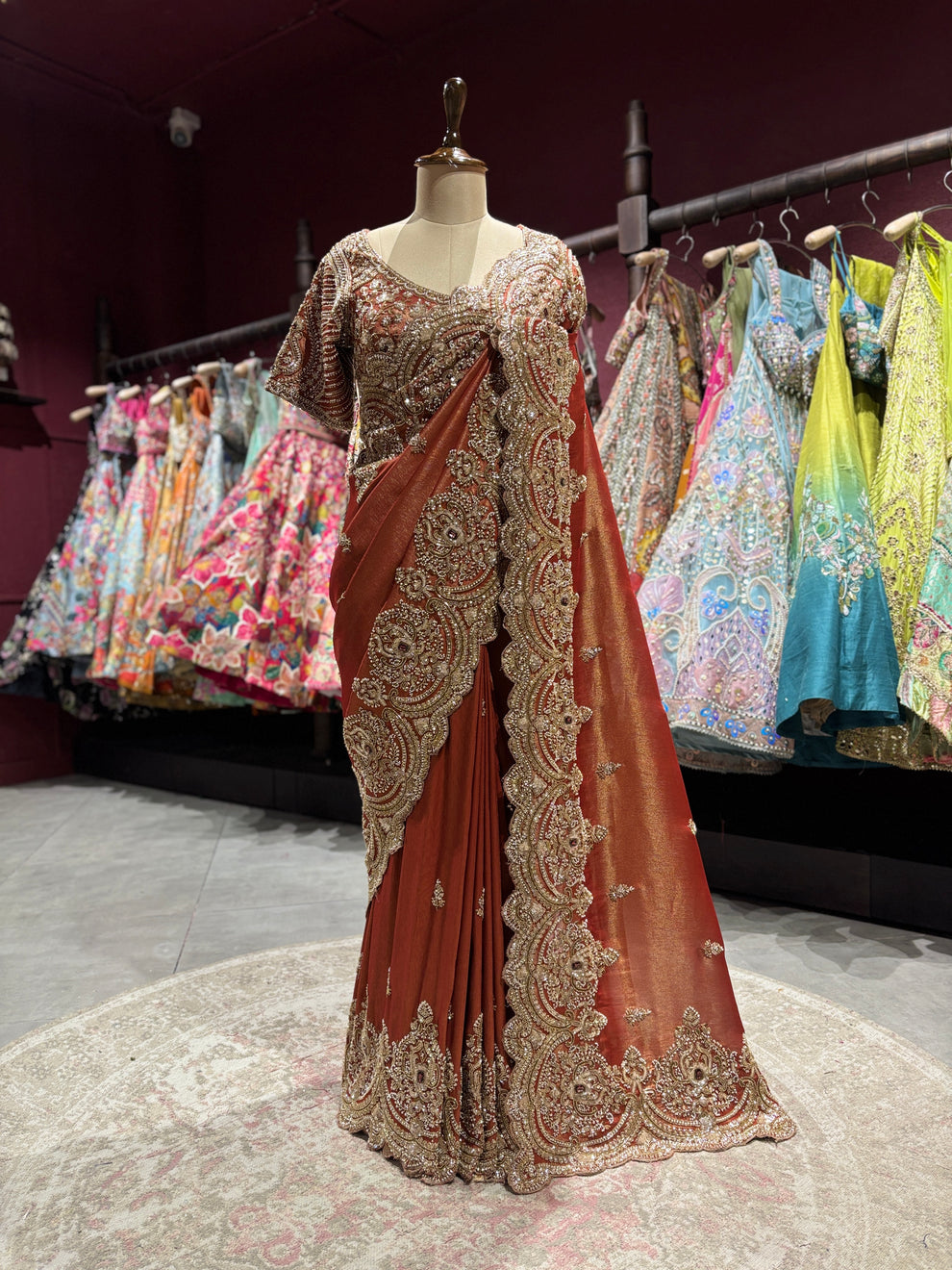 Ultra Luxury Silk Saree with Pearl, Zari, Sequins, Cutdana, Beads, Diamond Embroidery Work Saree with Readymade Blouse (SC42112) - Image 2