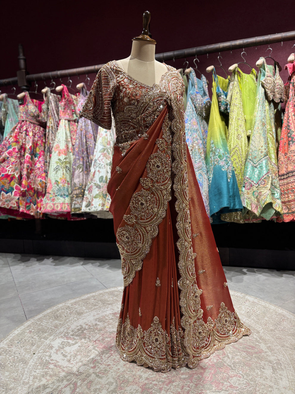 Ultra Luxury Silk Saree with Pearl, Zari, Sequins, Cutdana, Beads, Diamond Embroidery Work Saree with Readymade Blouse (SC42112) - Image 6