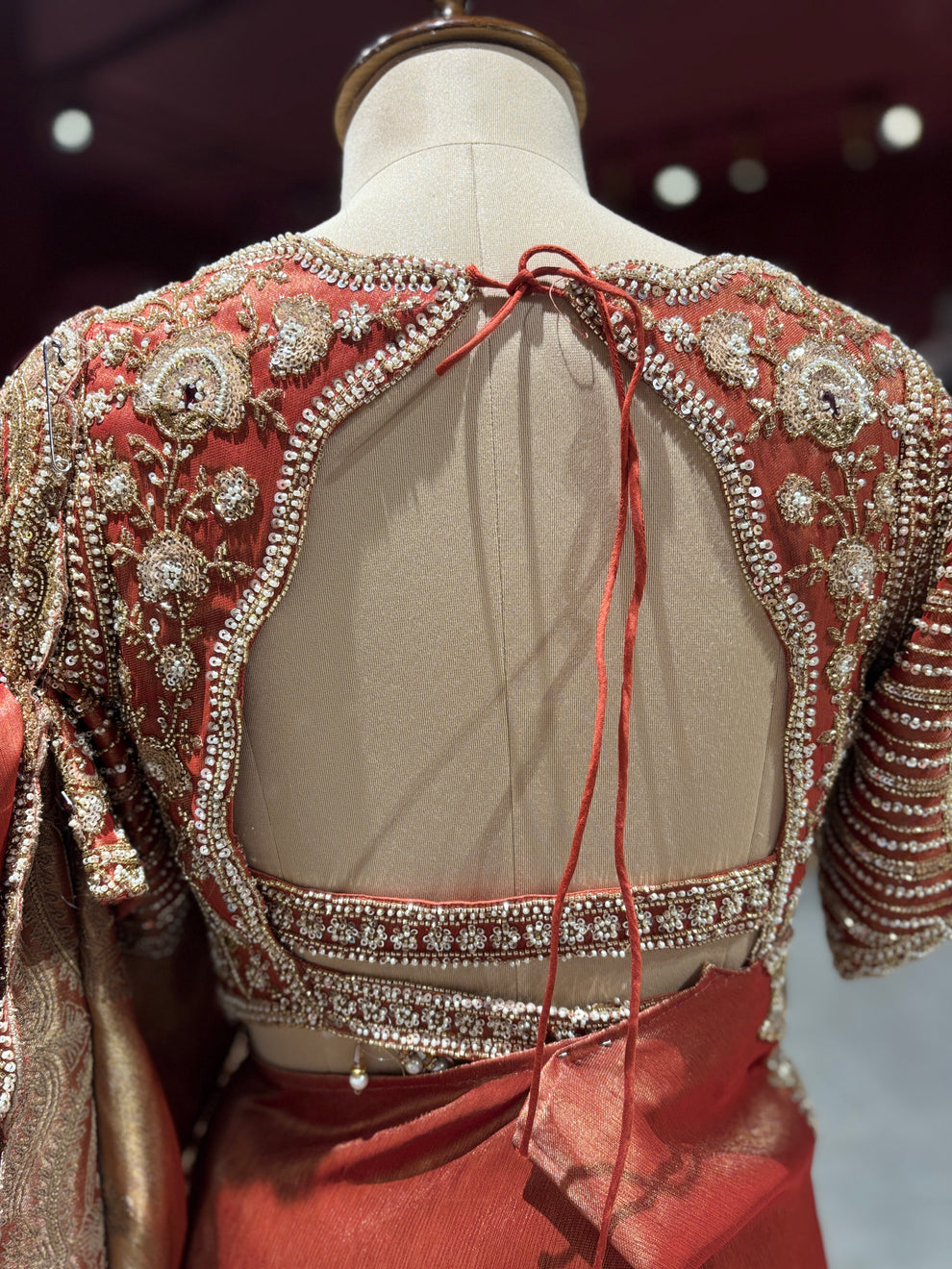 Ultra Luxury Silk Saree with Pearl, Zari, Sequins, Cutdana, Beads, Diamond Embroidery Work Saree with Readymade Blouse (SC42112) - Image 4