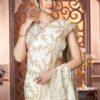 Luxury Ivory Pearl Fandy Satin Silk Saree with Rose Gold Beads, Cutdana, Sequins Embroidery Work (SC99134)