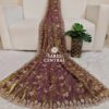 Copper Ultra Luxury Fandy Satin Silk Saree with Gold Beads, Cutdana, Sequins Embroidery Work (SC22117)