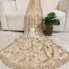 Ivory Pearl Ultra Luxury Fandy Satin Silk Saree with Gold Beads, Cutdana, Sequins Embroidery Work (SC22112)