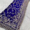 Ultra Luxury Blue Fandy Satin Silk Saree with Gold Beads, Cutdana, Sequins Embroidery Work (SC38112)