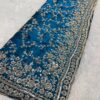 Ultra Luxury Classic Blue Satin Silk Saree with Gold Beads, Cutdana, Sequins Embroidery Work (SC38111)