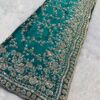 Ultra Luxury Emerald Fandy Satin Silk Saree with Gold Beads, Cutdana, Sequins Embroidery Work (SC38113)