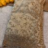 Ultra Luxury Champagne Gold Fandy Satin Silk Saree with Gold Beads, Cutdana, Sequins Embroidery Work (SC38117)