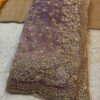 Ultra Luxury Dusty Wine Mauve Fandy Satin Silk Saree with Gold Beads, Cutdana, Sequins Embroidery Work (SC38120)