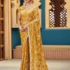 Ultra Luxury Mustard Yellow Fandy Satin Silk Saree with Gold Beads, Cutdana, Sequins Embroidery Work (SC20115)