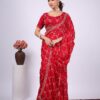 Ultra Luxury Red Fandy Satin Silk Saree with Sequins Embroidery Work (SC28115)
